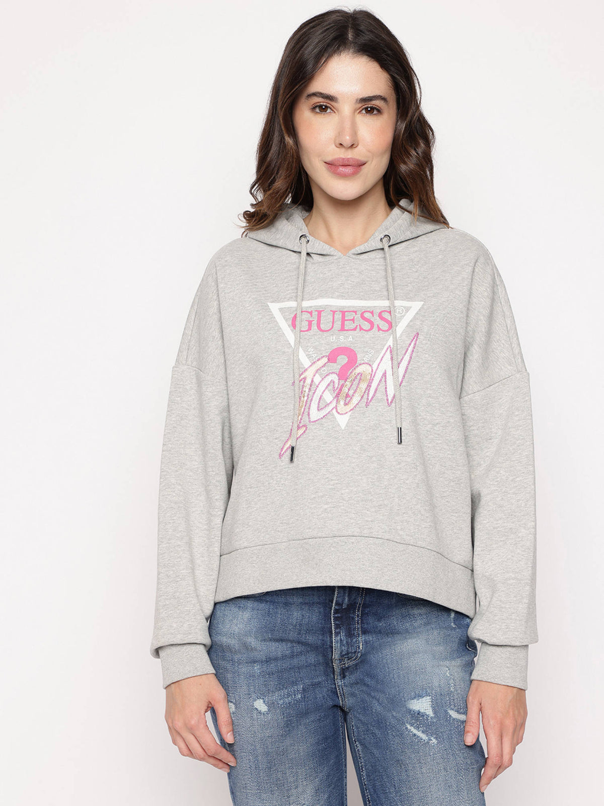 Grey Printed Hooded Neck Sweatshirt | HD56 - view 1