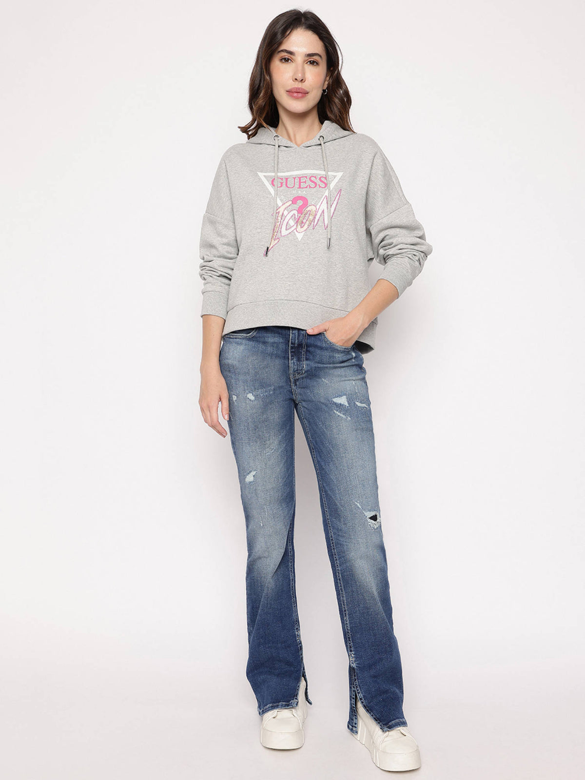 Grey Printed Hooded Neck Sweatshirt | HD56 - view 3