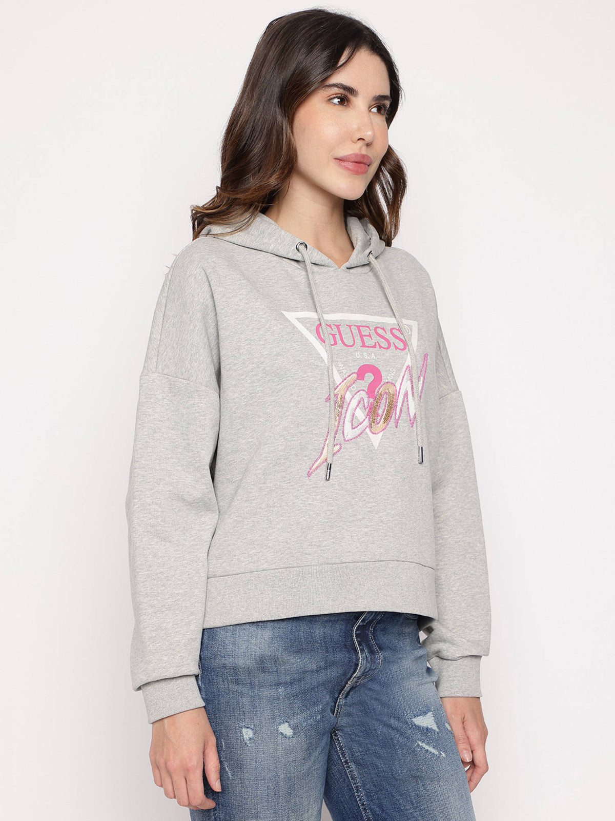 Grey Printed Hooded Neck Sweatshirt | HD56 - view 5