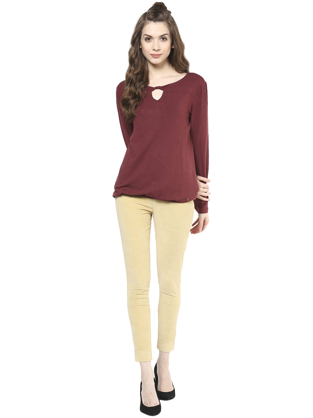 Beige Relaxed Fit Corduroy Jeggings | RF89 - view 4