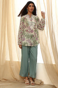 Pastel Green Floral Printed Short Kurta K60