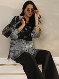 Libas Black Abstract Printed Crepe Shirt