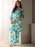 Gerua Blue Floral Printed Co-Ord Set CO87
