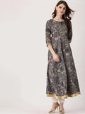Gerua Blue Printed Chanderi Silk Kurta