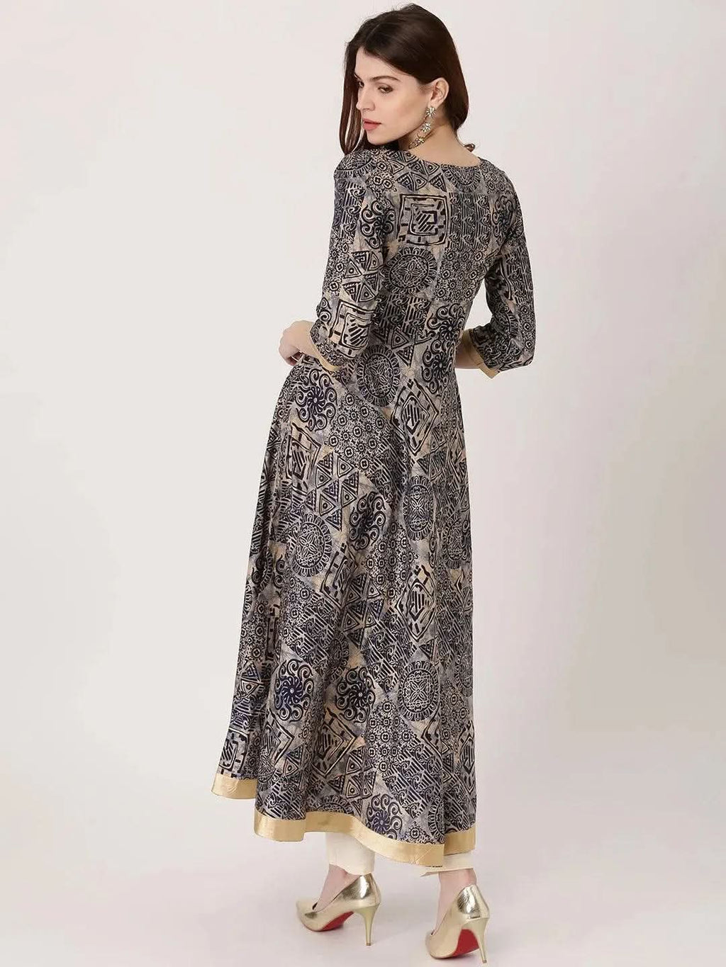 Gerua Blue Printed Chanderi Silk Kurta