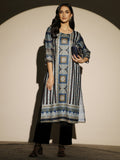 Libas Blue Printed Cotton Blend Straight Kurta