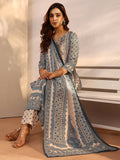 Libas Blue Printed cotton blend Straight Suit Set With Dupatta KS67