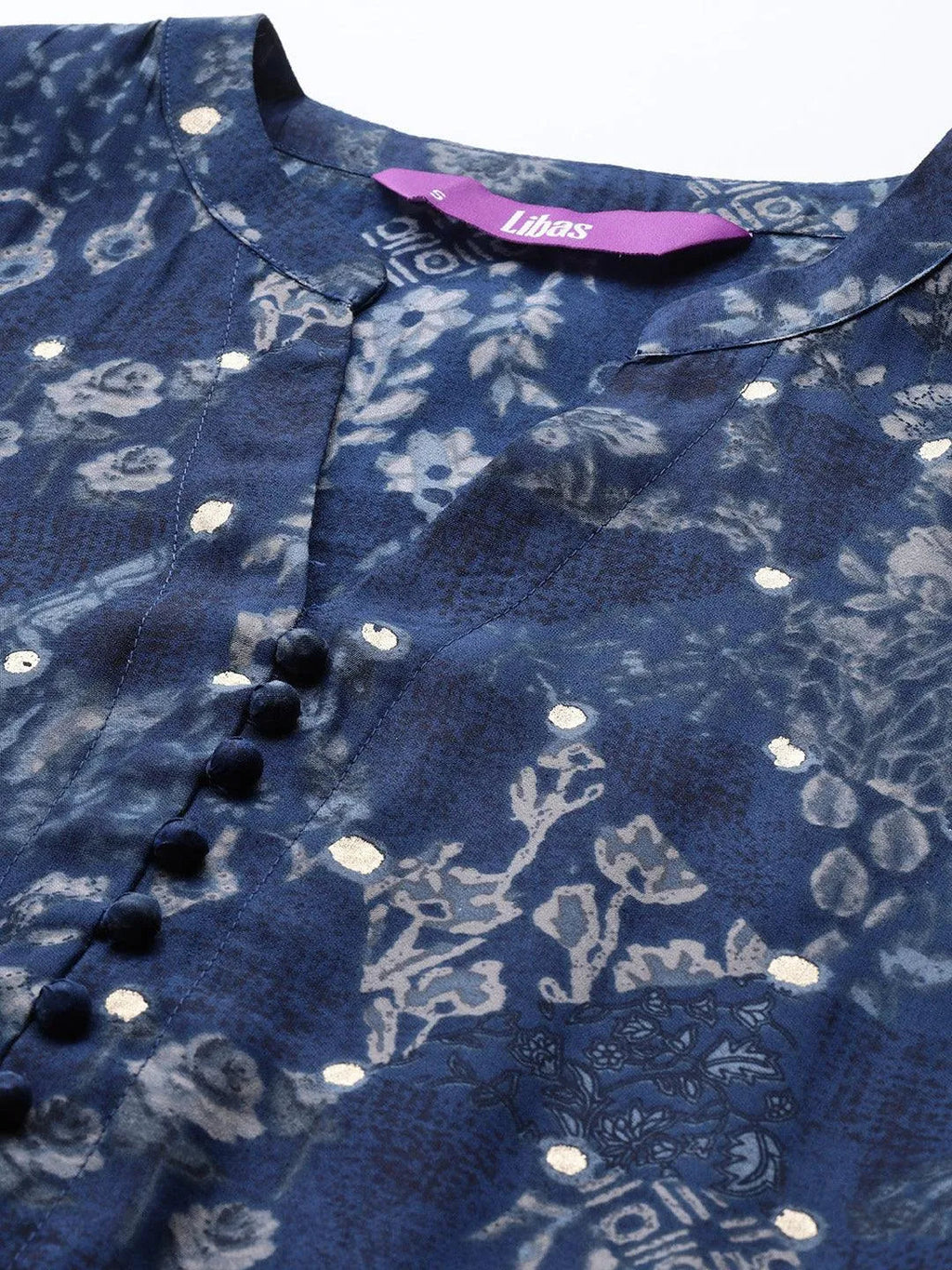 Gerua Blue Printed Silk Fit and Flare Dress