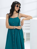 Libas Blue Solid Cotton One-Piece Dress