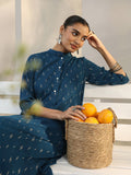 Libas Blue Woven Design Rayon Straight Kurta