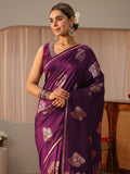Libas Burgundy Kanjeevaram Silk Blend Saree