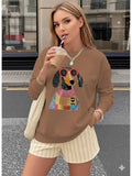 Brown Dog Graphic Printed Sweatshirt | HD56 - view 1