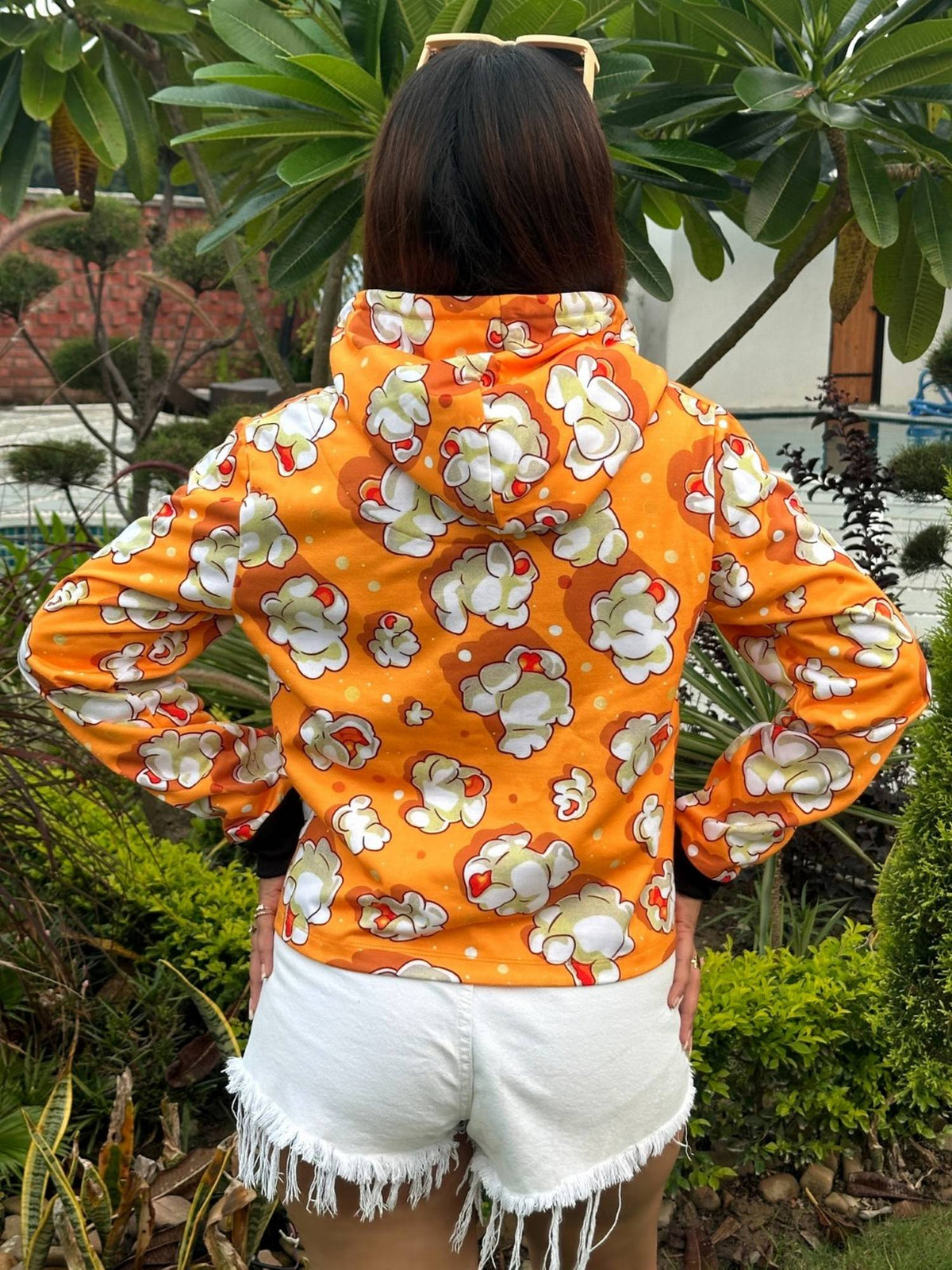 Women Yellow Printed Hoodie | HD56 - view 4