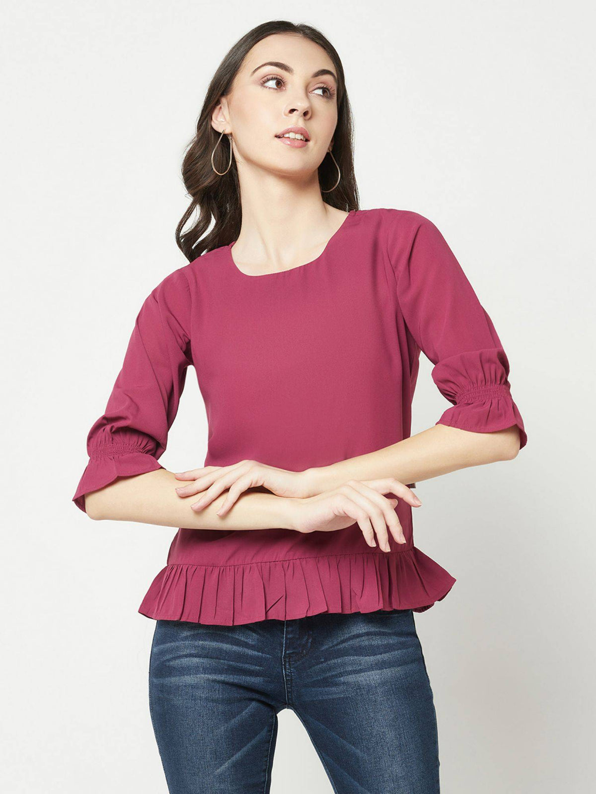 Women Pink Peplum Top | pt51 - view 1
