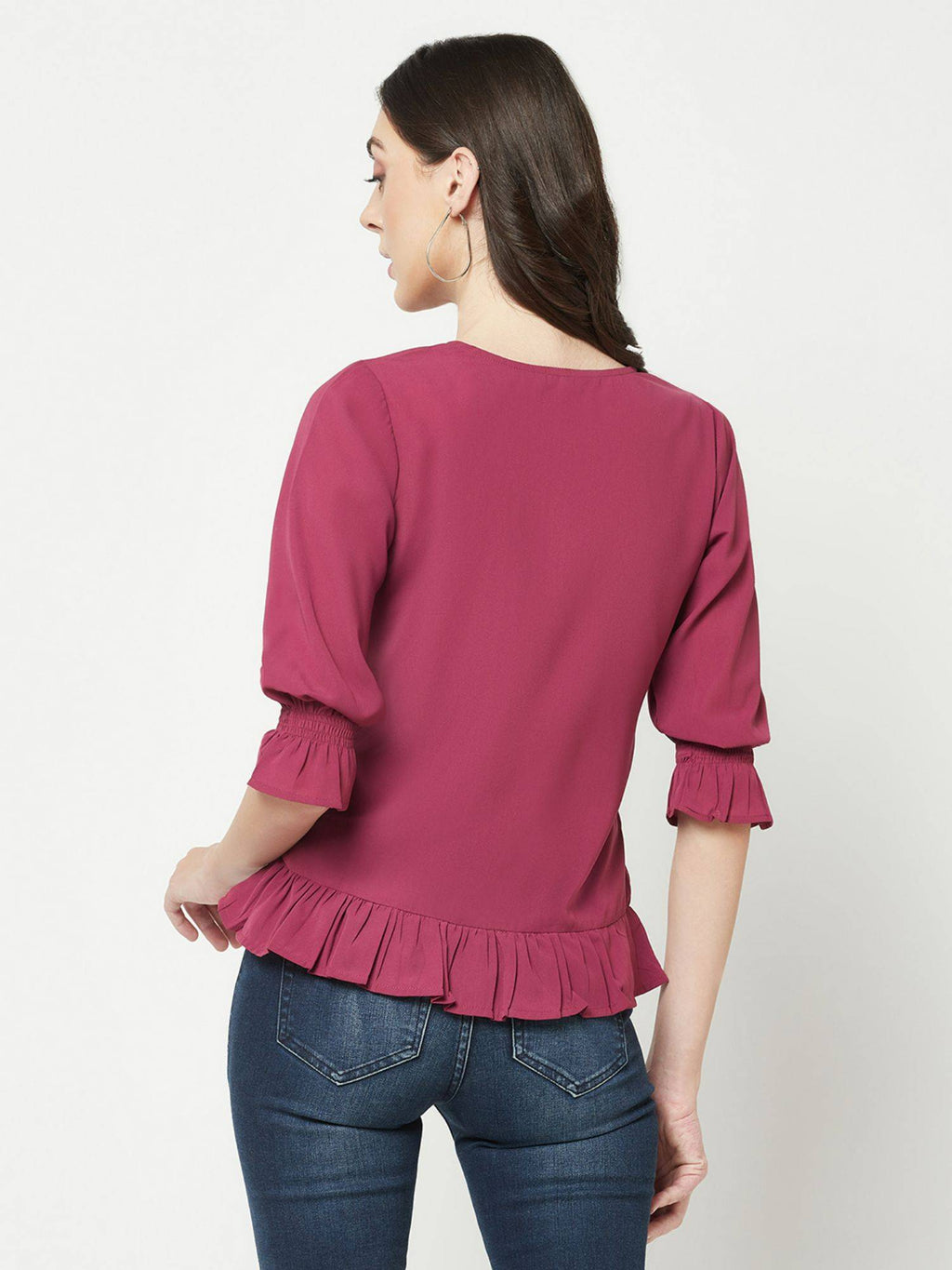 Women Pink Peplum Top | pt51 - view 2