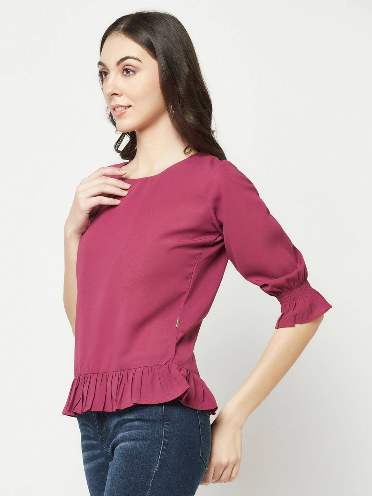 Women Pink Peplum Top | pt51 - view 3