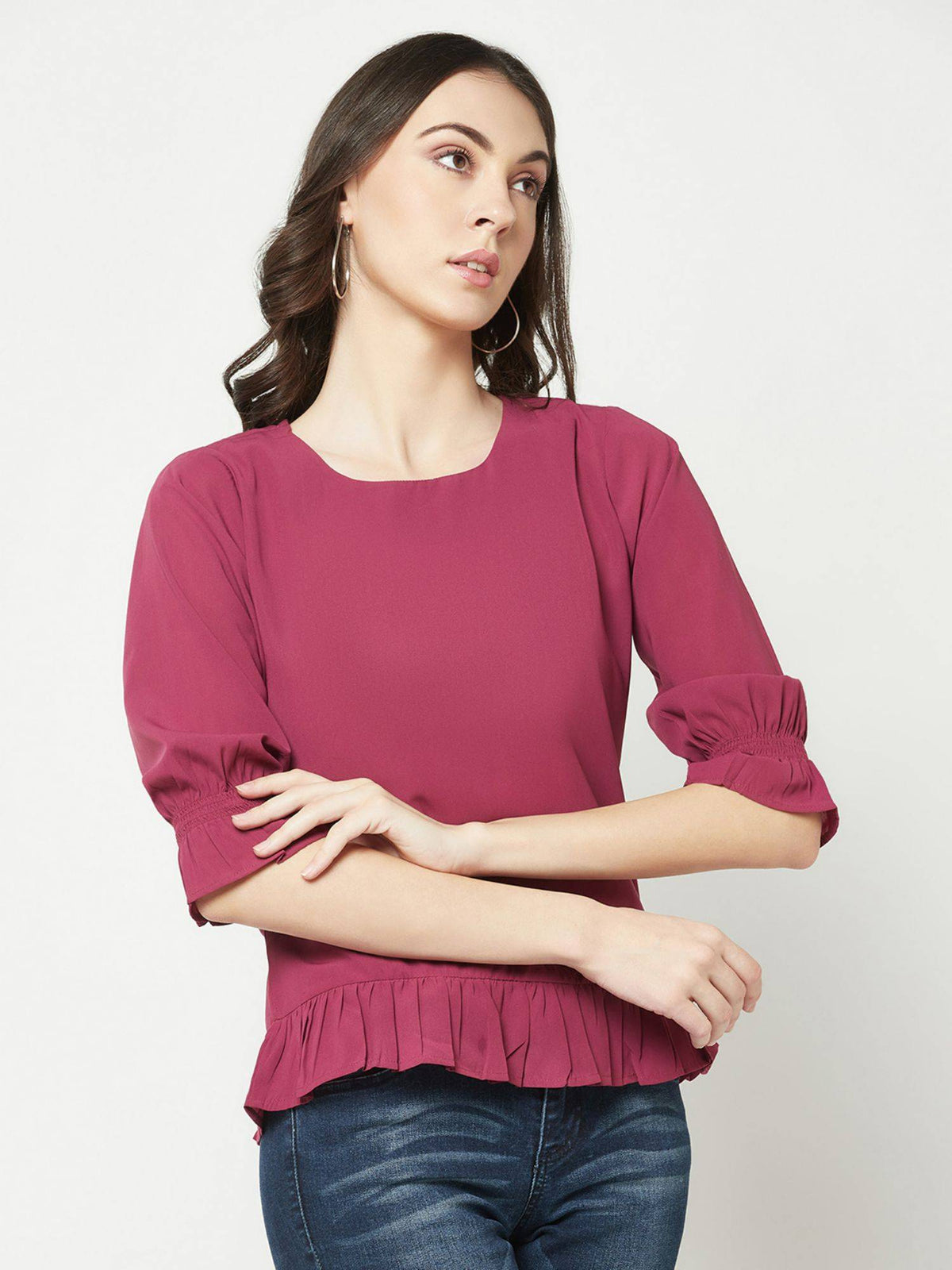 Women Pink Peplum Top | pt51 - view 4
