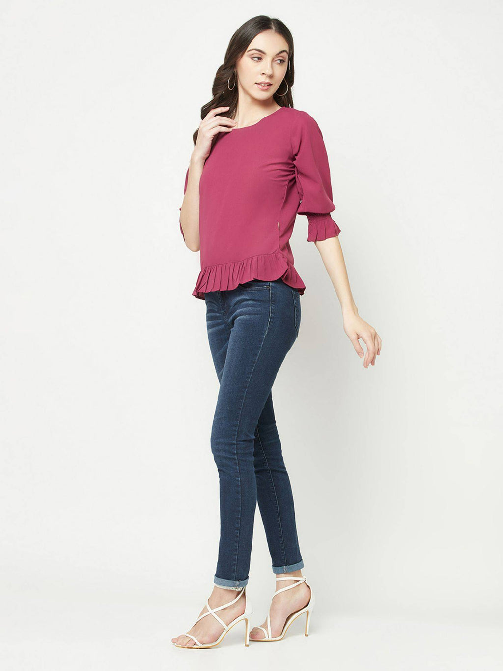 Women Pink Peplum Top | pt51 - view 5