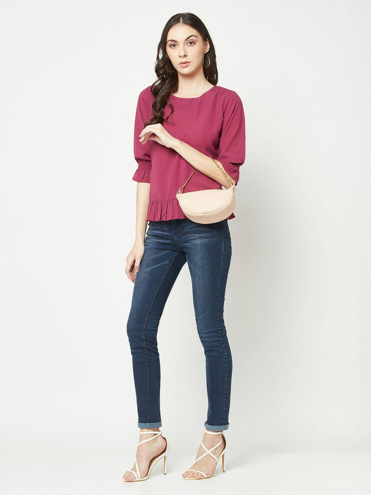 Women Pink Peplum Top | pt51 - view 6