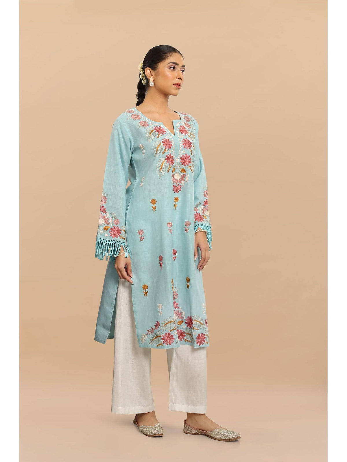 Falak Kashmiri Long Kurta - White | FY93 - view 9