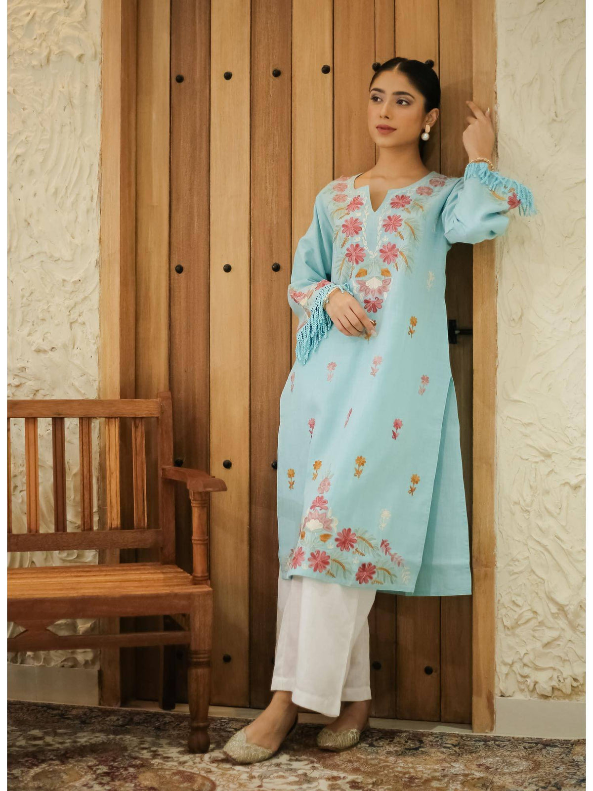 Falak Kashmiri Long Kurta - White | FY93 - view 10