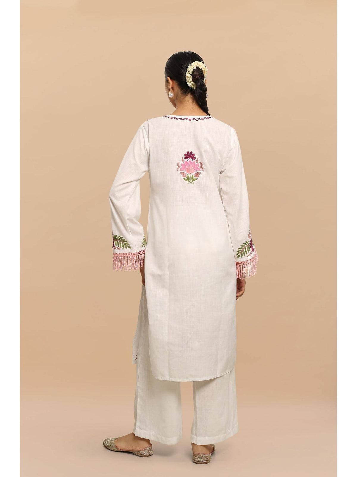 Falak Kashmiri Long Kurta - White | KDG - view 2