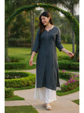 Women's Classic Embroidered Daily Wear Teal Kurta | KDG - view 6