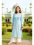 Women's Classic Embroidered Daily Wear Green Kurta | FY93 - view 16