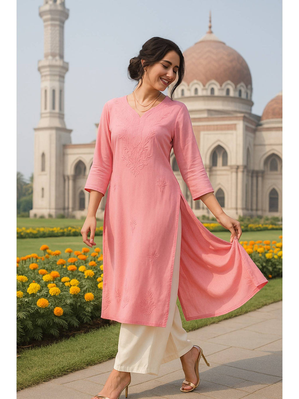 Women's Classic Embroidered Daily Wear Green Kurta | FY93 - view 27