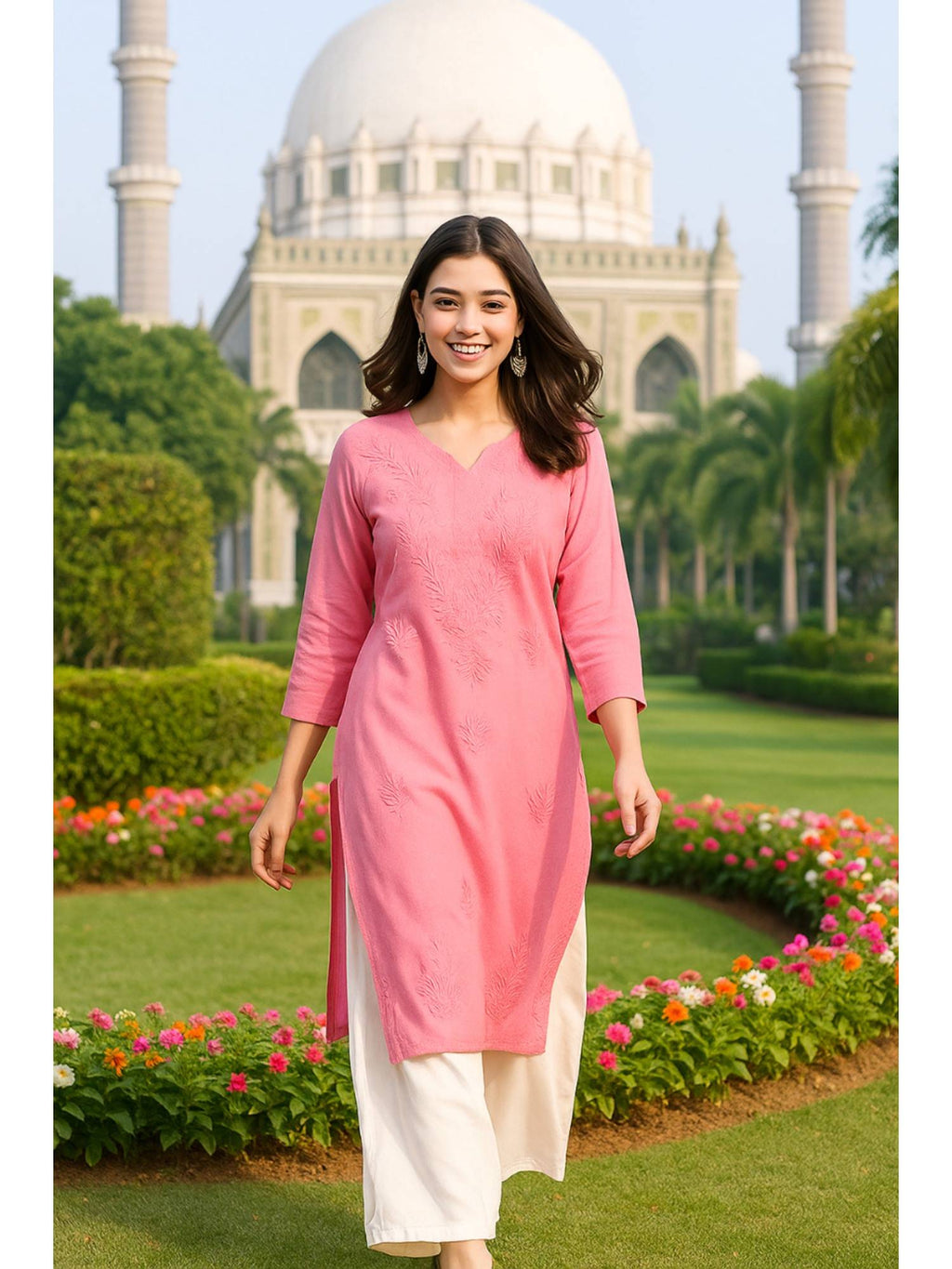 Women's Classic Embroidered Daily Wear Teal Kurta | FY93 - view 13