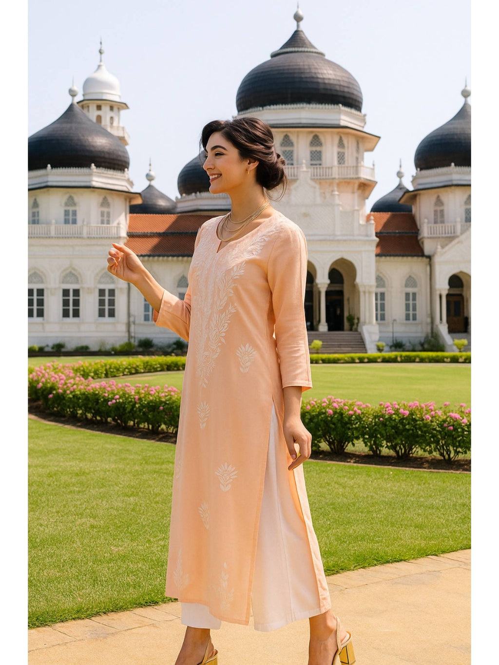 Women's Classic Embroidered Daily Wear Teal Kurta | KDG - view 22