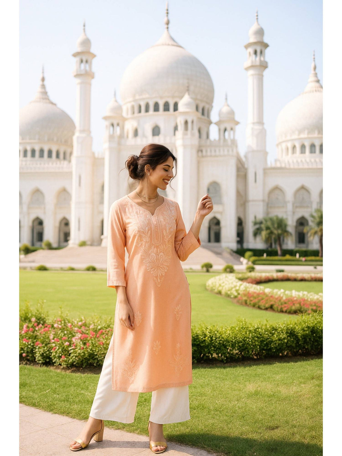 Women's Classic Embroidered Daily Wear Teal Kurta | KDG - view 23