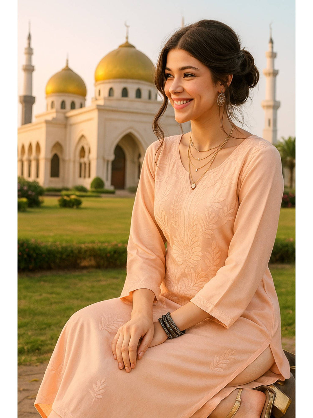 Women's Classic Embroidered Daily Wear Green Kurta | FY93 - view 15