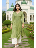 Women's Classic Embroidered Daily Wear Teal Kurta | KDG - view 16