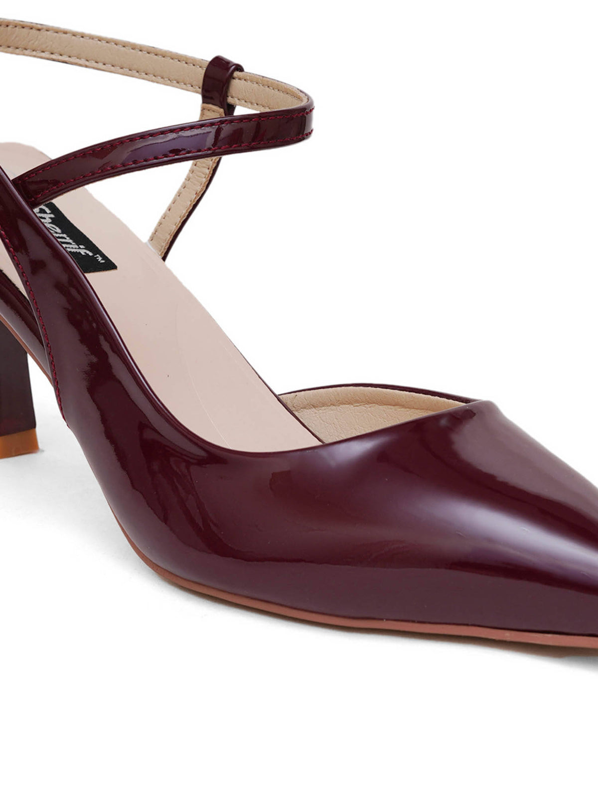 Women Pu Backstrap Fashion Party Burgundy Heels | H78 - view 3