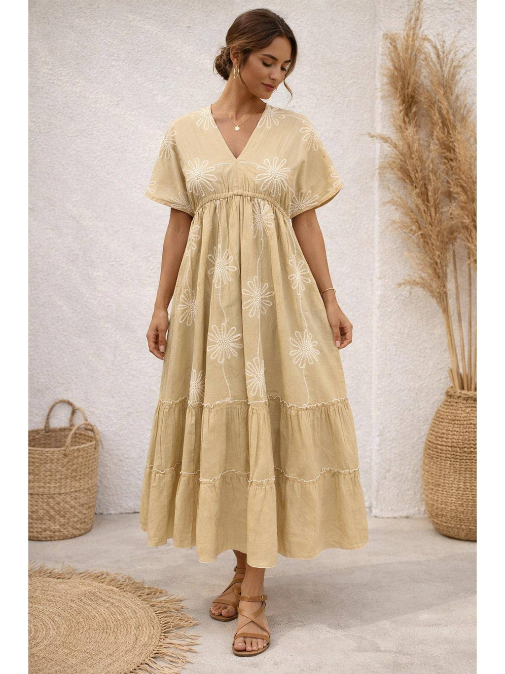 Light Beige Emb Dress | D56 - view 1
