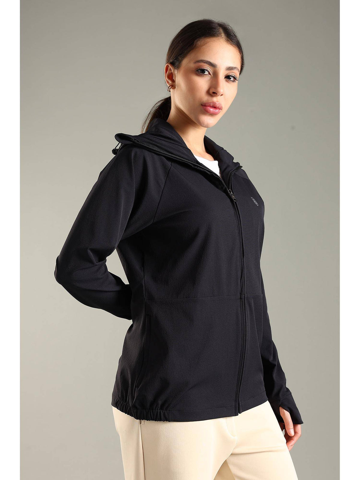 Women Hooded Water Repellent All Weather Jacket - Black | JK12 - view 1