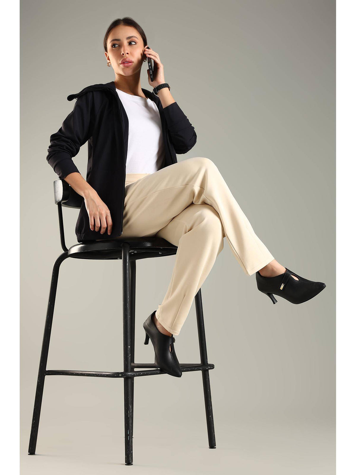 Women Hooded Water Repellent All Weather Jacket - Black | JK12 - view 2