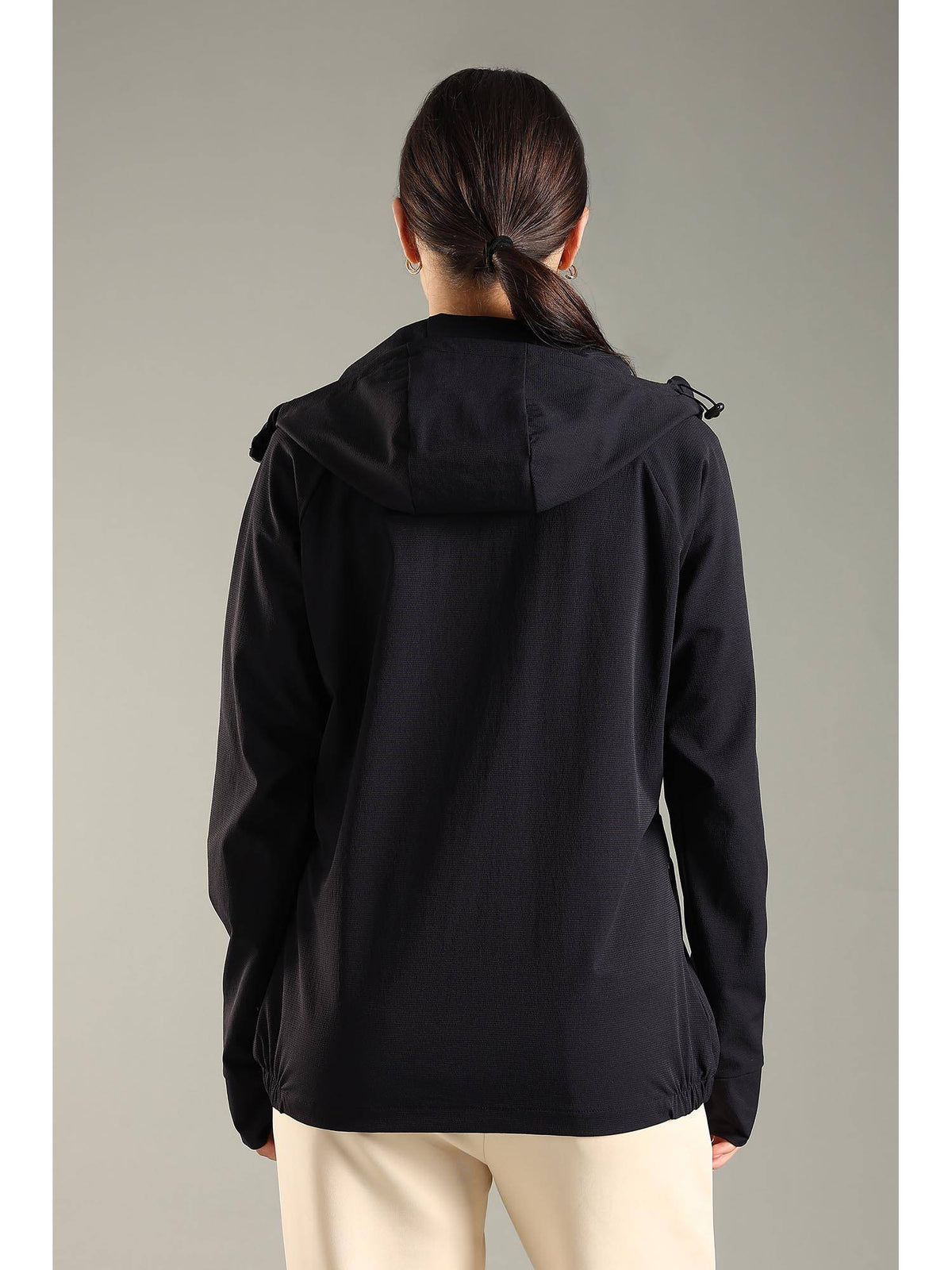 Women Hooded Water Repellent All Weather Jacket - Black | JK12 - view 3