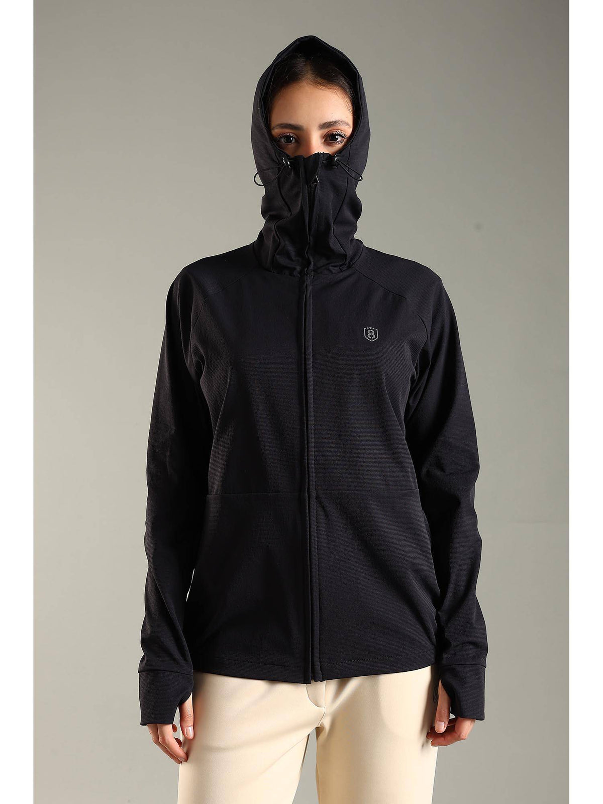 Women Hooded Water Repellent All Weather Jacket - Black | JK12 - view 4