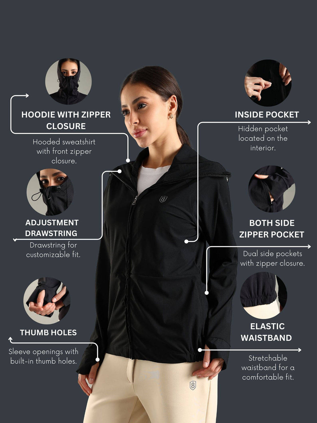Women Hooded All Weather Jacket - Black | JK12 - view 7