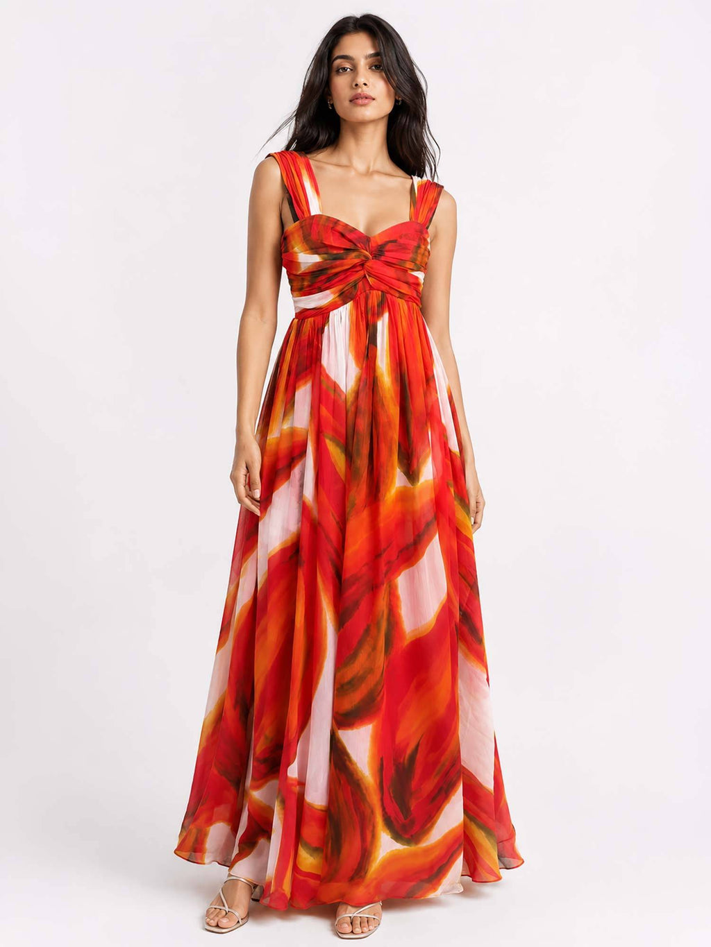 Red Lumera Printed Maxi Dress | D56 - view 1