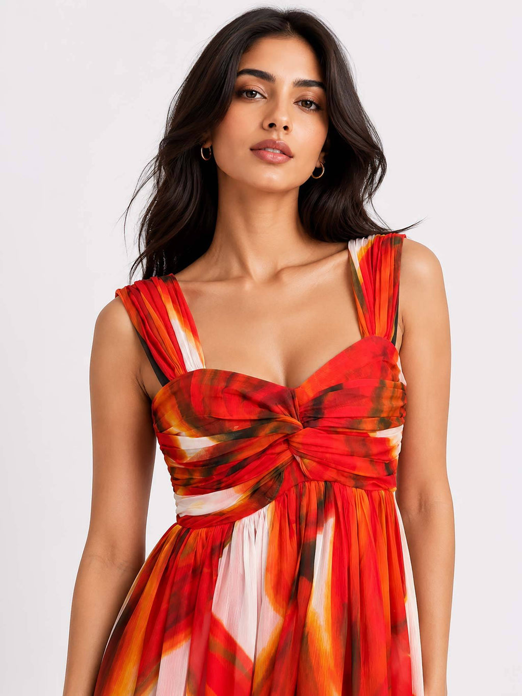 Red Lumera Printed Maxi Dress | D56 - view 3