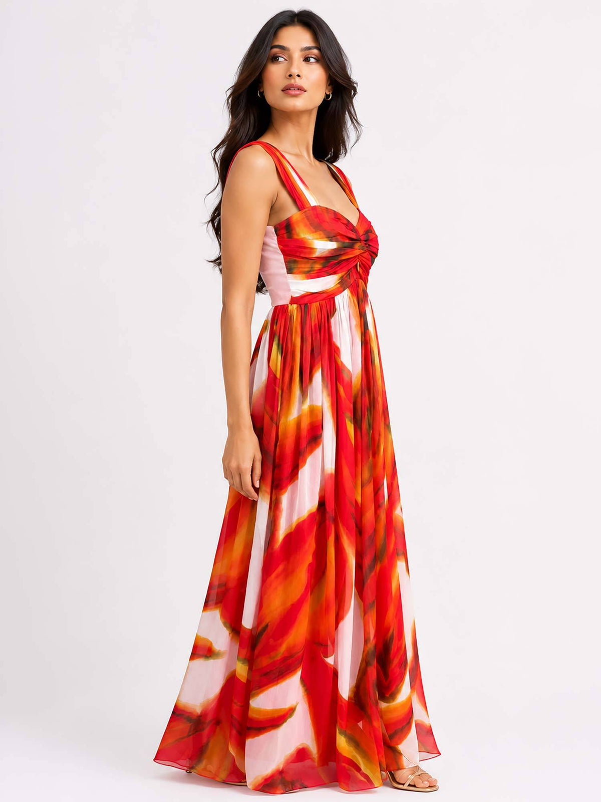 Red Lumera Printed Maxi Dress | D56 - view 4