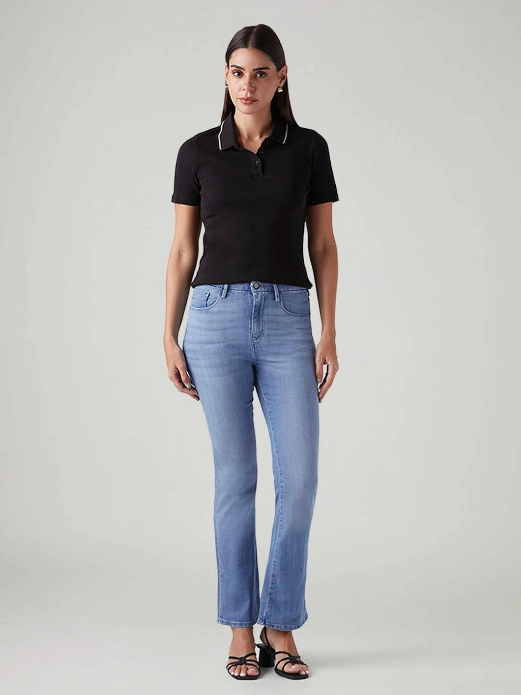Blue Solid Plain Bootcut Fit Jeans | BT10 - view 2