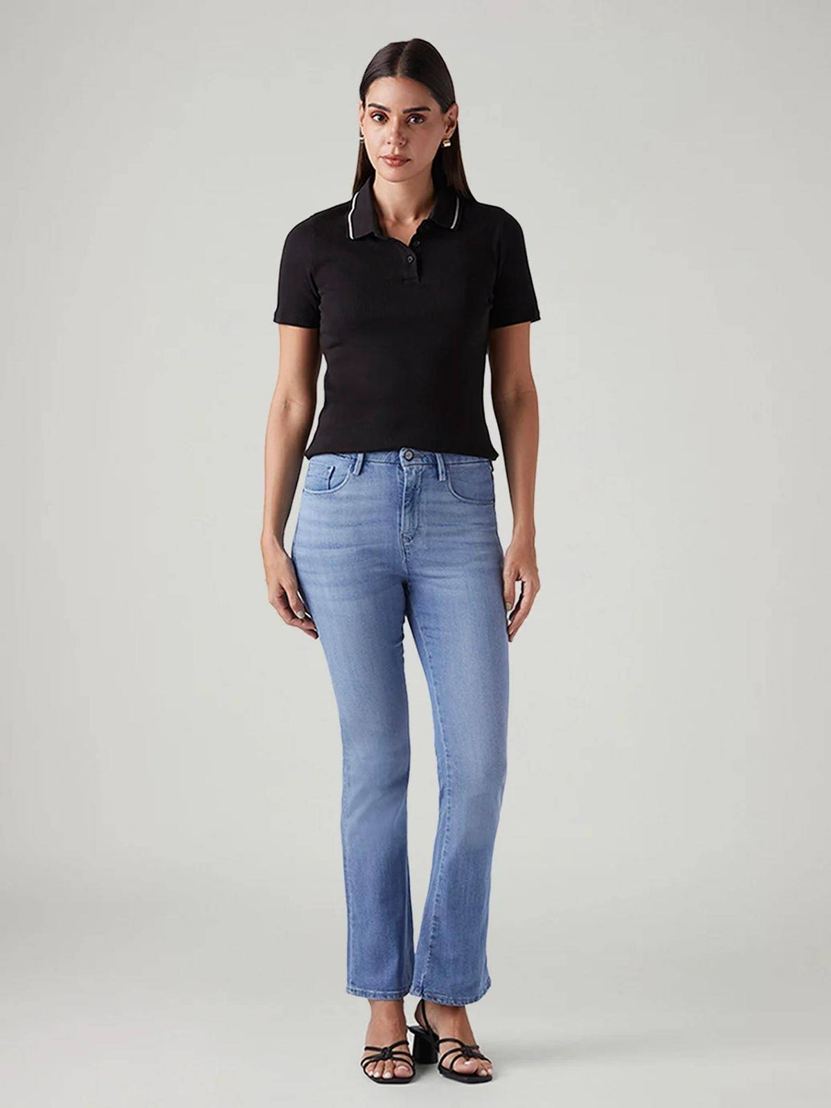 Blue Solid Plain Bootcut Fit Jeans | BT10 - view 2