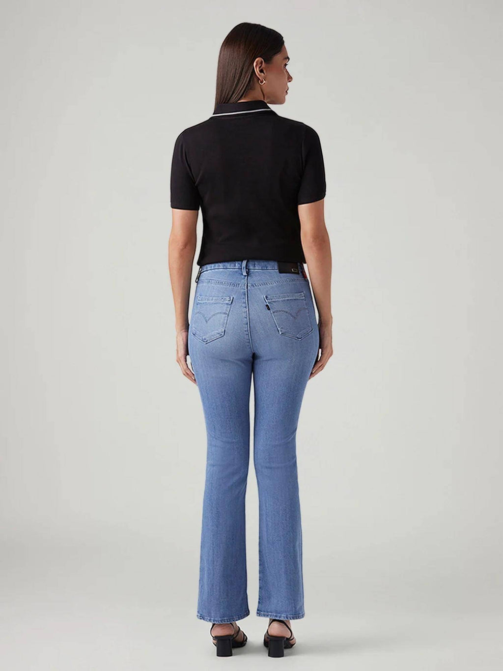 Blue Solid Plain Bootcut Fit Jeans | BT10 - view 3