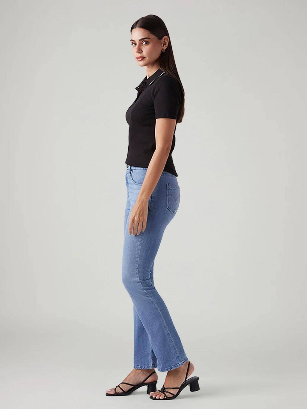 Blue Solid Plain Bootcut Fit Jeans | BT10 - view 5