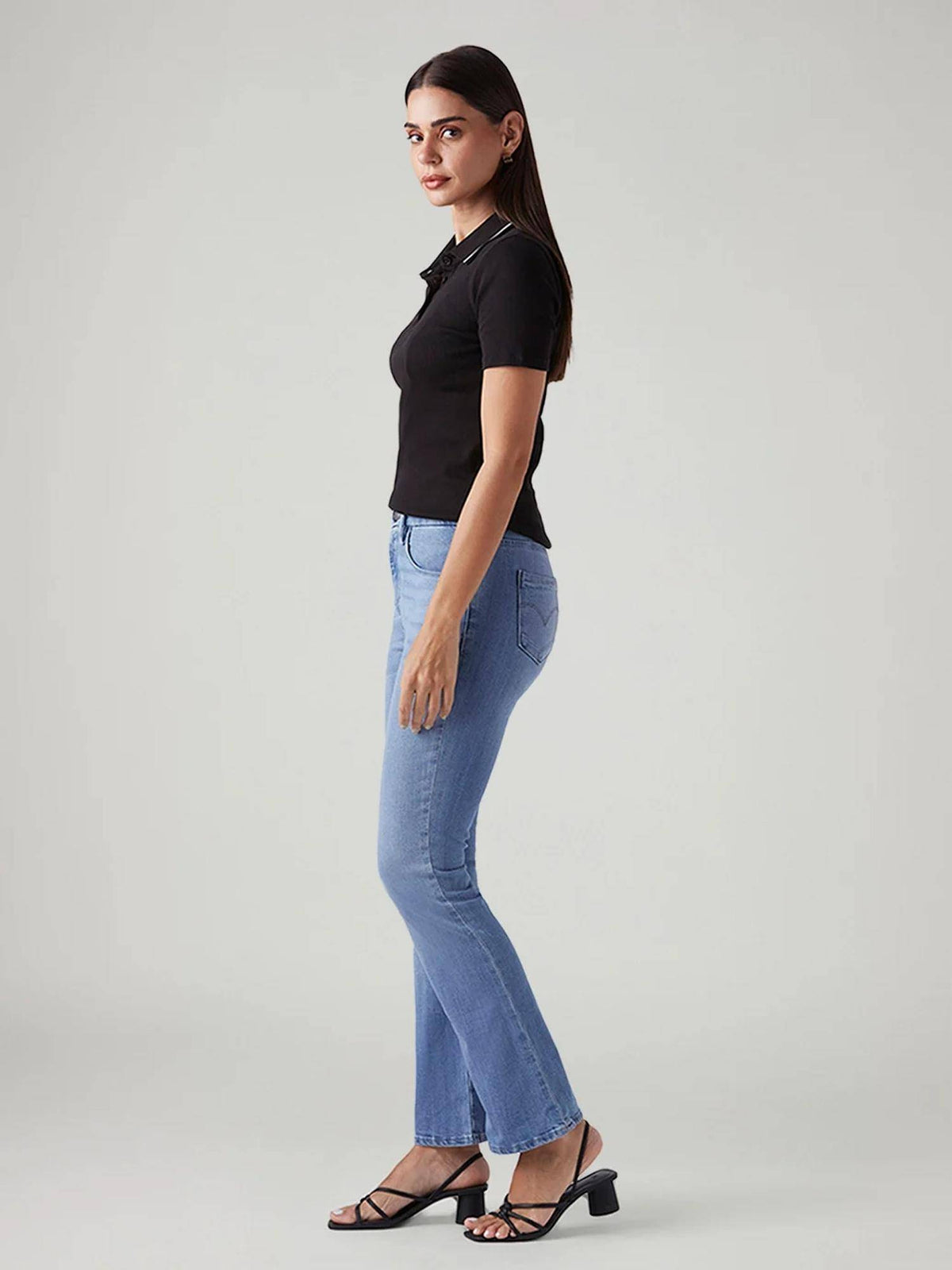 Blue Solid Plain Bootcut Fit Jeans | BT10 - view 5