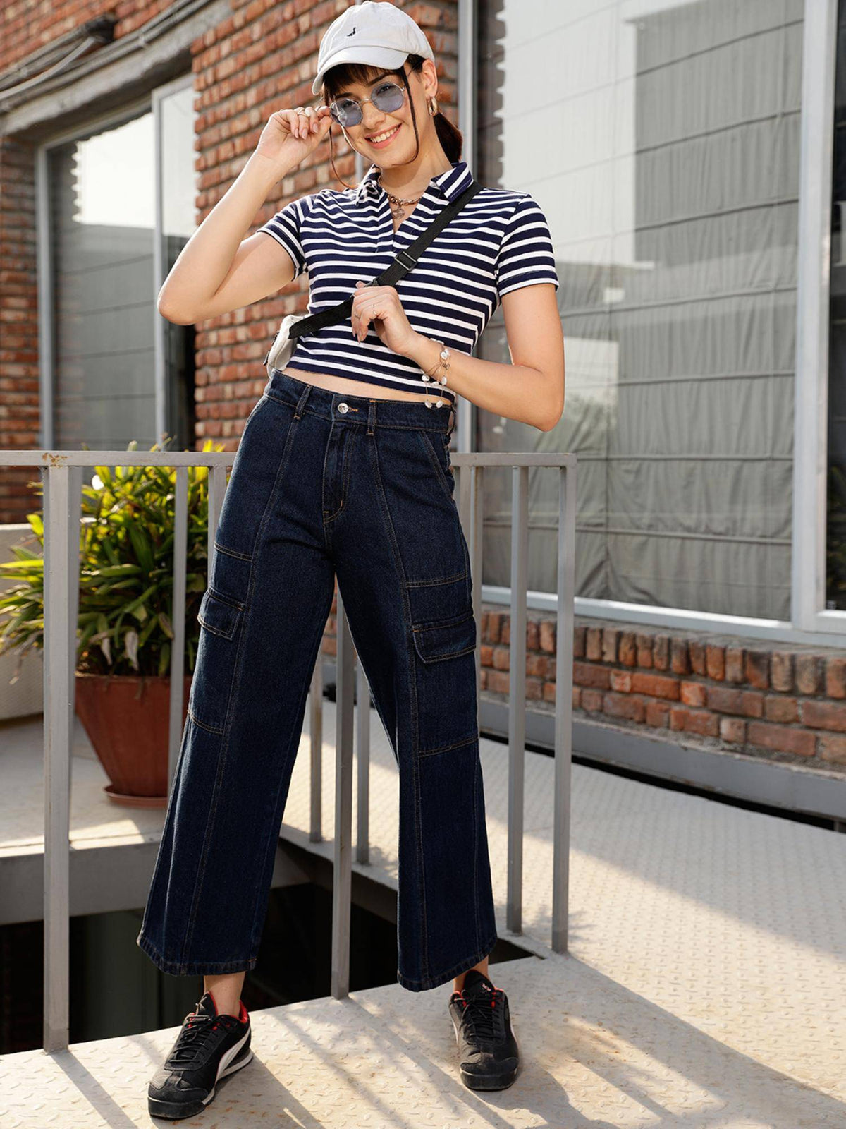 Blue Solid Plain Straight Fit Jeans | ST23 - view 2